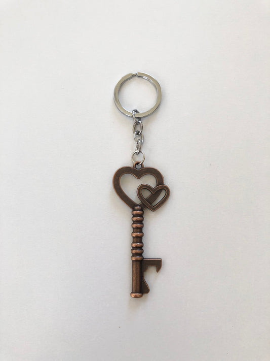 Copper Heart Bottle Opener Keychain